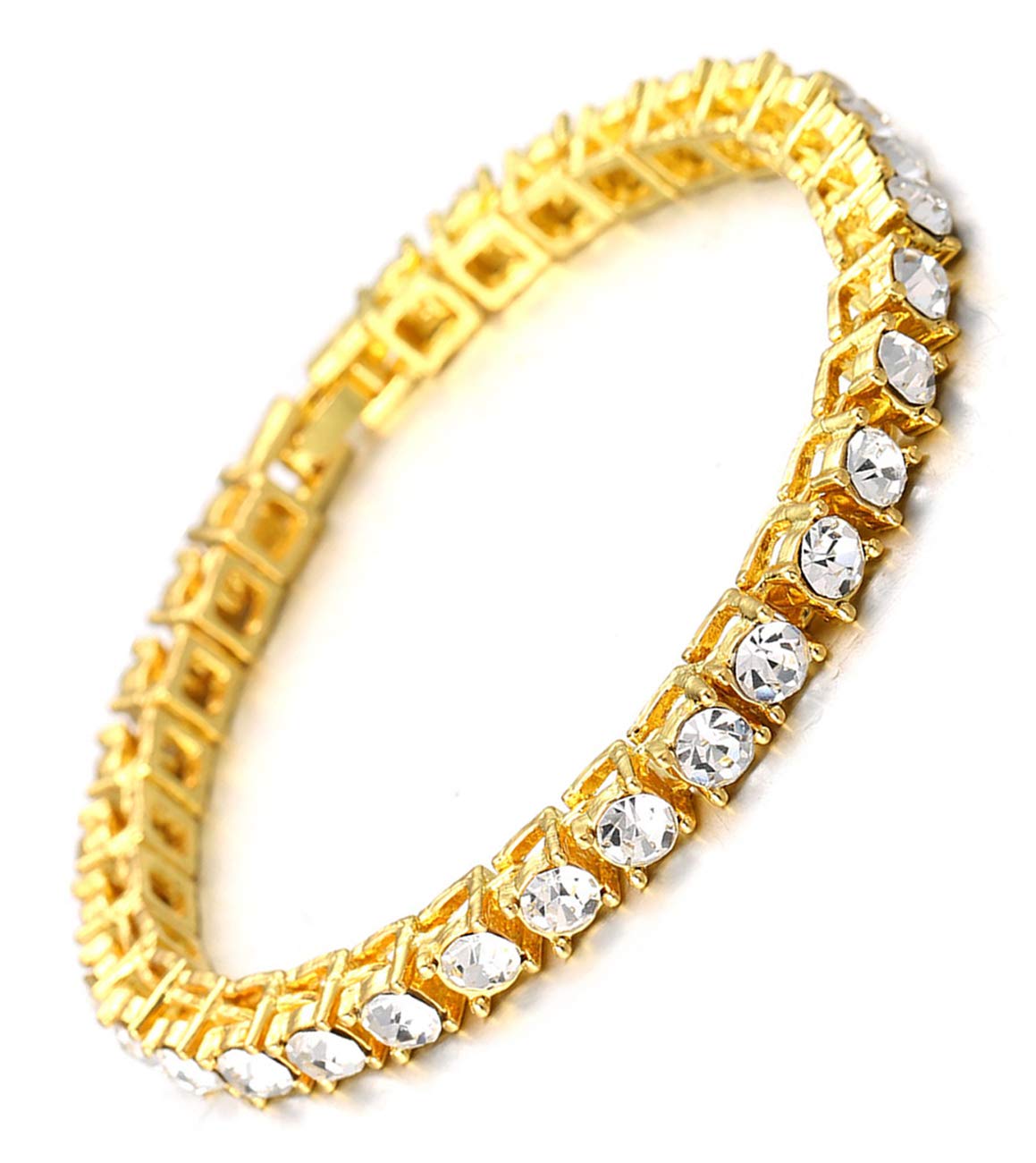 HALUKAKAH Gold Chain for Men Iced Out,5.5MM Men's Tennis Chain 18k Real Gold Plated Bracelet 20cm,Lab Diamond Prong Set,Gift for Him — image 1