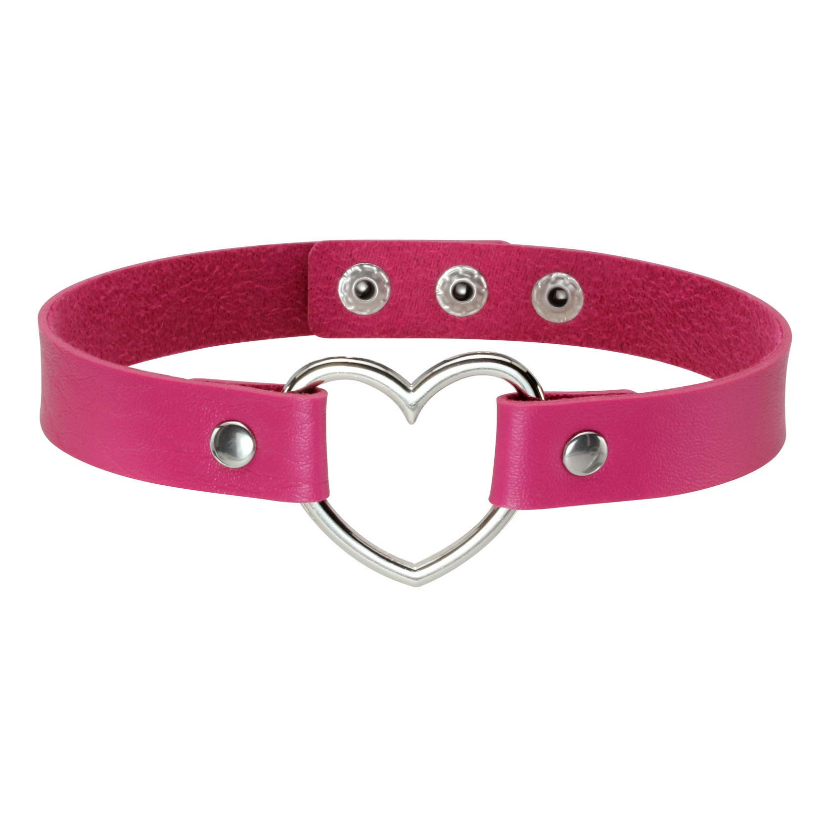 JJDreams Heart Gothic Choker Punk Rock Vintage Necklace Adjustable PU Leather Collar Necklace Goth Accessories for Women Men (G-Rose red, no rivet)