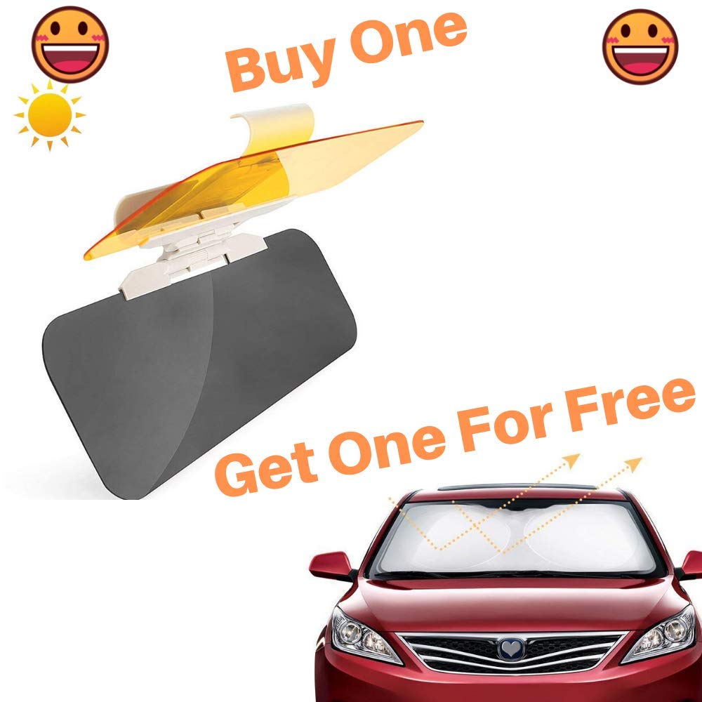 Yanztech Car Sun Visor Day and Night Vision Anti-Glare Visor, 2 in 1 Car Sun Visors, Transparent Windshiled Glass, Blocking UV Rays Windshield Driving Visor