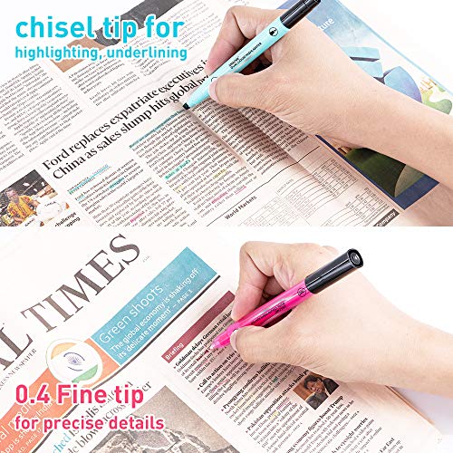 Highlighters, Double Ended Highlighter, 12 Assorted Colors Chisel Tip & Fine Tip Highlighter
