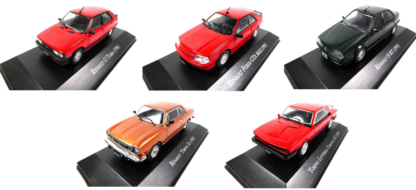 OPO 10 - Set of 5 cars RENAULT 1/43: FUEGO + R11 + R19 + IKA + TORINO (AQV1 + 3 + 11 + 12 + 13)