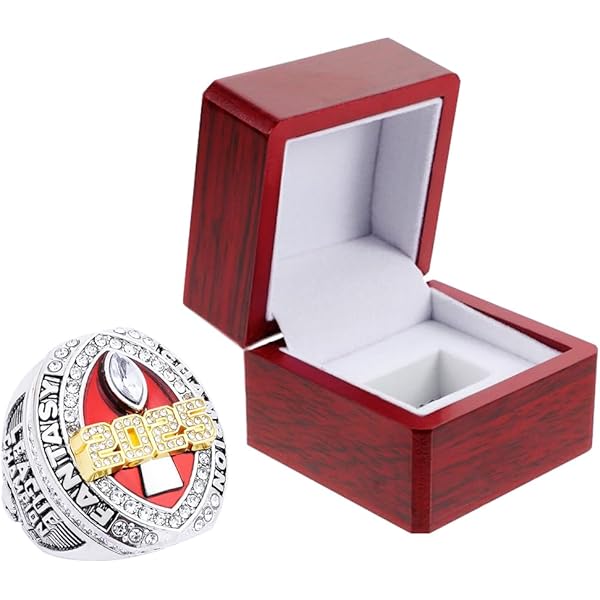 haobook 2025 Fantasy Football Championship Ring mit Holzkisten FFL-Champion-Ringe Rugby League-Souvenir-Vitrinen Schaufenster-Ornamente Geschenke für Fans und Freunde,11