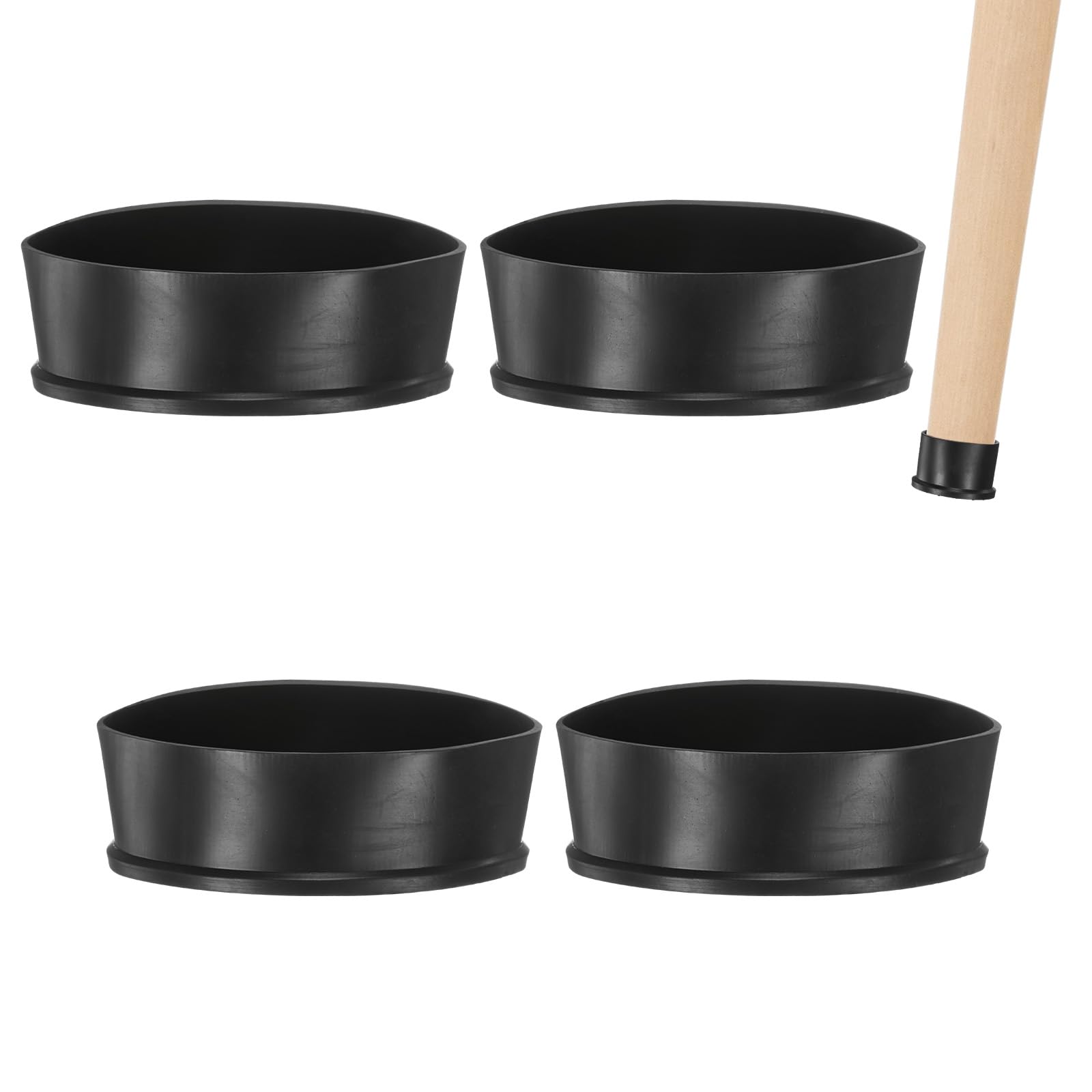 M METERXITY 4-Pack Chair Leg Caps, 4 Inch(100mm) PVC Chair Leg Floor Protectors for Folding Chairs/Metal Chairs/Furniture Table/Hardwood Floors, Round Non-Slip Cover End Tips [Black]