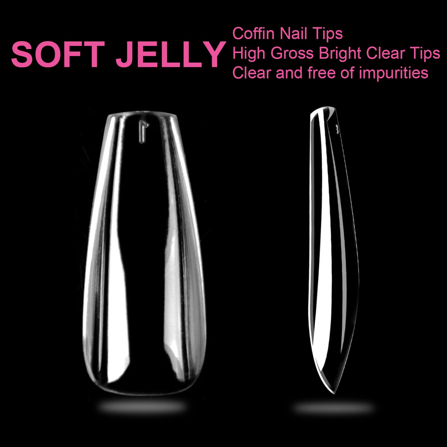 UNA GELLA Long Coffin Nail Tips, 216pcs Clear Long Coffin Gel Nail Tips False Fake Press on Nails Tips Full Cover Acrylic Nails Coffin Shaped For Nail Extension DIY Salon Soft Gel Tips 12 Sizes - Image 6