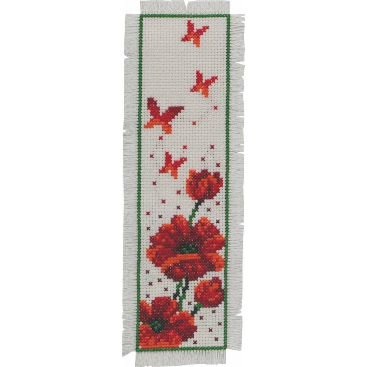 Permin Poppies Counted Bookmark Cross Stitch Kit