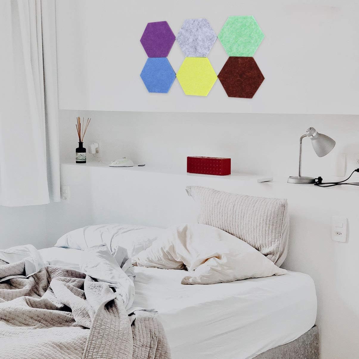 IMIKEYA 12pcs Colorful Wall Stickers Hexagon Felt Wall Sticker Self-Adhesive for Classroom Decorative Hexagon Shape for Message Board Random Color - Image 5