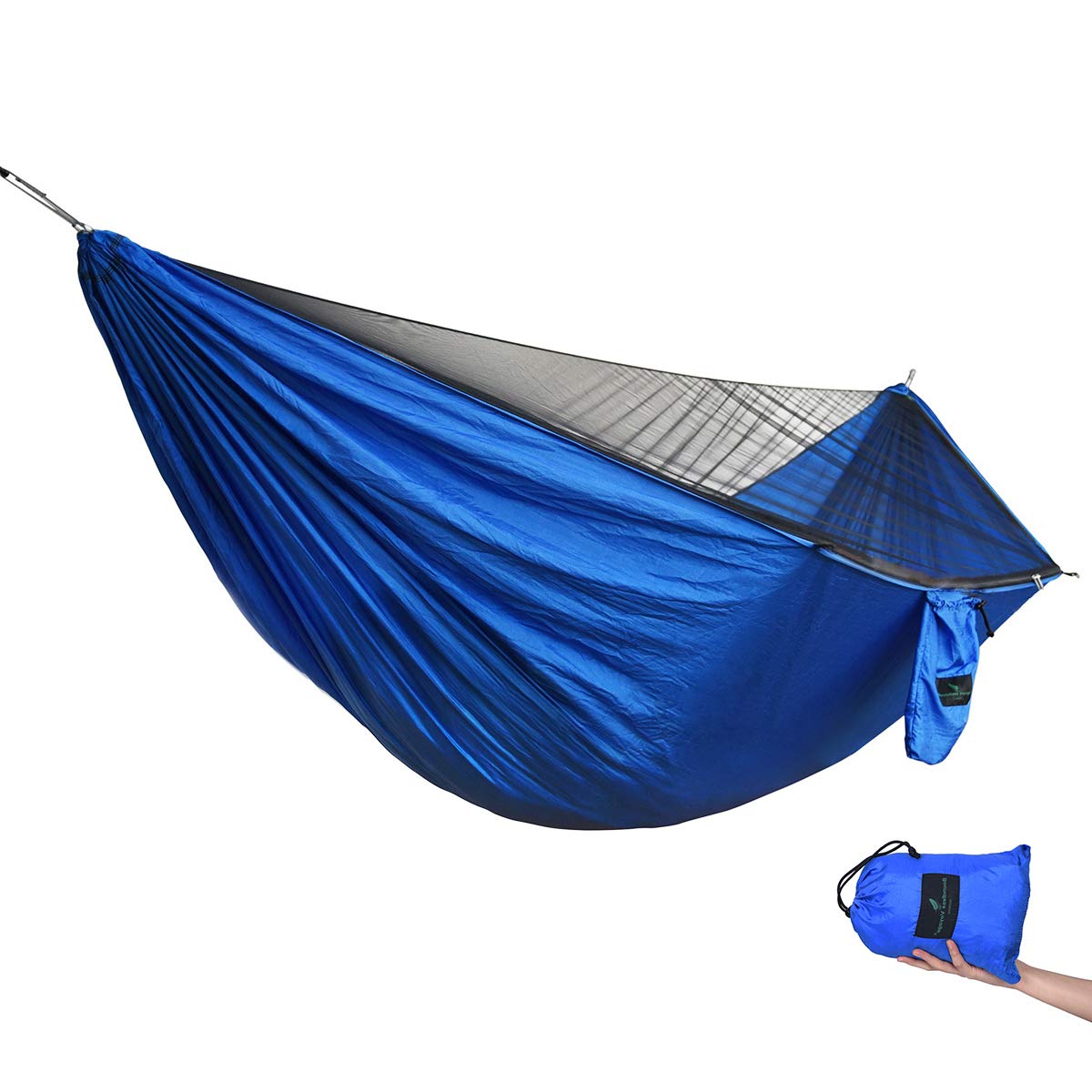 Boundless Voyage Ultralight Outdoor Travel Camping Hammock 2 Person with Mosquito Net Garden Hammock 200kg Load Capacity Include Hammock Straps Blue