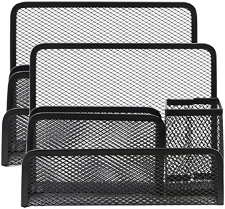 Mesh Desk Organizer 4 Compartment Office Supply file organizer Pencil Holder (2 items)