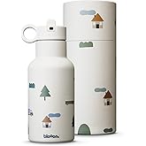 Blooom Insulated Stainless Steel Kids Water Bottle With Straw Lid | Durable, Leakproof, Cupholder Friendly | Kids Tumbler for School, Travel and Outdoors | Modern Design (City, 12 oz)