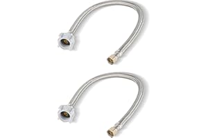 2-Pack HeSun 12-Inch Toilet Hose, 3/8" Comp x 7/8" Ballcock, Stainless Steel Toilet Connector Supply Line(HOSE049)