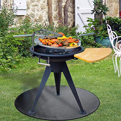 Round Ember Mat for Under Grill Fire Pit, Fire Pits Mat for Deck, Flame