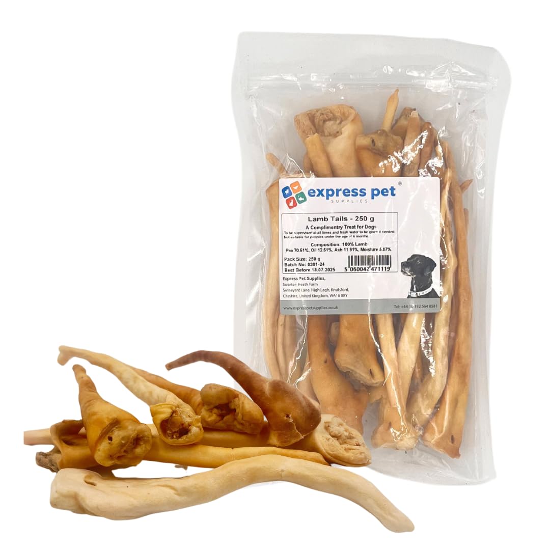 Express Pet Supplies 250g Bag Lambs Tails Hypoallergenic 100% Natural Dog Treat Chew Reward