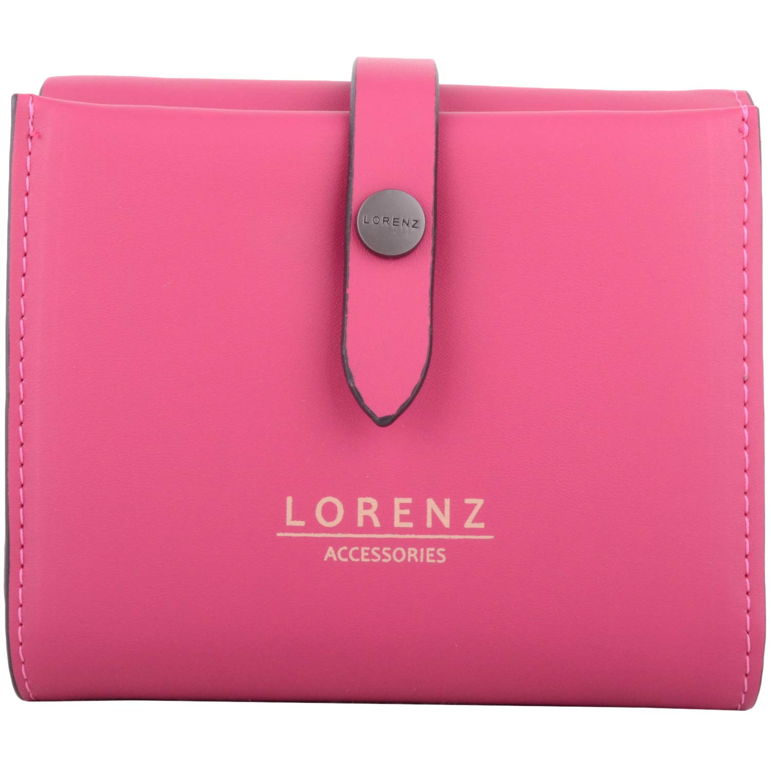 Womens Small Notebook Style Smooth PU RFID Money Coin Credit Card Purse - Magenta