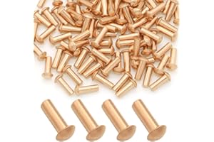 ASAMUYU 100 Pieces Round Head Solid Rivets Fasteners Copper Rivets (M4x12)