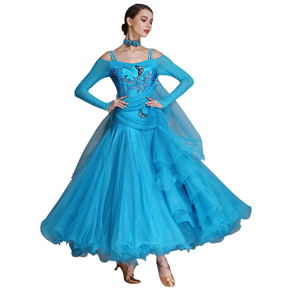 正規店仕入れの Lnight 社交ダンス モダンダンス衣装 ワルツ専用ドレス フリル ワンピース レッスン着 ラテンダンス フラメンコ ルンバ サンバ 練習競技着デモ用 スタンダード発表会用演出服 B076xyffyy Xl 水色 水色 Xl 爆安プライス Www Recredesdecibels Be