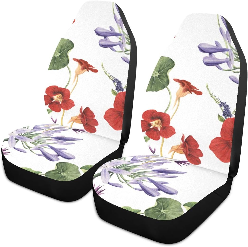 Car Seat Covers 1PC Front Seats Floral Pattern Flowers Automotive Seat