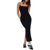 Balimtoy Womens 2025 Summer Open Back Going Out Dress Sexy Casual Spaghetti Strap Sleeveless Slim Fitted Bodycon Midi Dresses