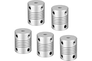 RANIT 5Pcs 5mm to 5mm Shaft Coupling 25mm Length 19mm Diameter Stepper Motor Coupler Aluminum Alloy Joint Connector for 3D Printer CNC Machine DIY Encoder