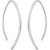 Boma Jewelry Sterling Silver Elliptical Threader Pull Through Hoop Earrings