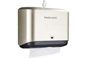 Modundry Wall Mount Paper Towel Dispensers,Commercial Multifold Tissue Dispenser with Smart Lock, Adhesive No Drilling or Screws Install,Hand Towel Holder for Bathroom,Restroom, Office, Home (Gold)