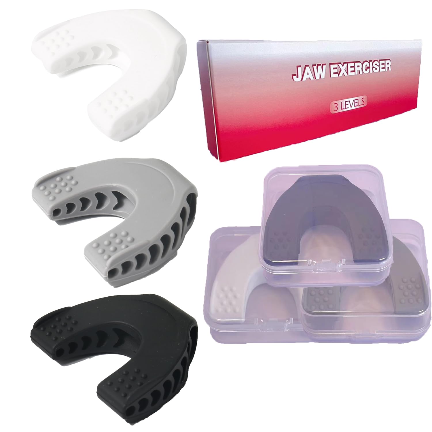 Jaw Exerciser，Jaw Toner for Jawline,Jaw Trainer Chisel Your Jawline,3pack of Jawline Trainer,Jawline Exerciser Chew(40lbs+50lbs+60lbs)
