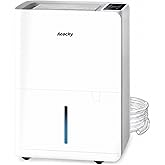 AEOCKY 50 Pint/Day, 3500Sq.Ft Ultra-Quiet 40dB Dehumidifier with Drain Hose | 0.8 Gallon Water Tank Capacity, for Basement, Home, Bedroom, Bathroom, RV, Garage, Intelligent Humidistat, Compact, Powerful