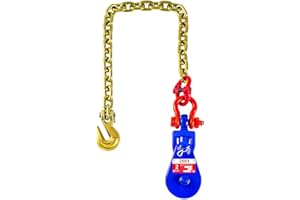 TKK 2 Ton Snatch Block with G80 Chain,Swivel Shackle | 3" Sheave for 3/8" Inch Wire Rope | Ideal for Towing, Recovery, Winching Applications | Tow Truck, Rollback, Wrecker, Car Hauler Winch Accessory