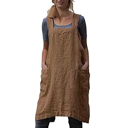 YESDOO Cotton Linen Apron Cross Back Apron for