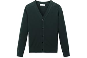 CUNYI Boys' Button-up Cardigan with Elbow Patches V-Neck Cotton Knit Sweater Casual Outerwear