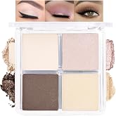 HHLOTH 4 Colors Nude Brown Eyeshadow Palette, Light Nude Dark Brown Pink Beige Yellow Quads, Matte &amp; Shimmer Soft Blendable Eye Shadow, Natural Everyday Makeup for Mature Skin, Vegan, Sombras de Ojos