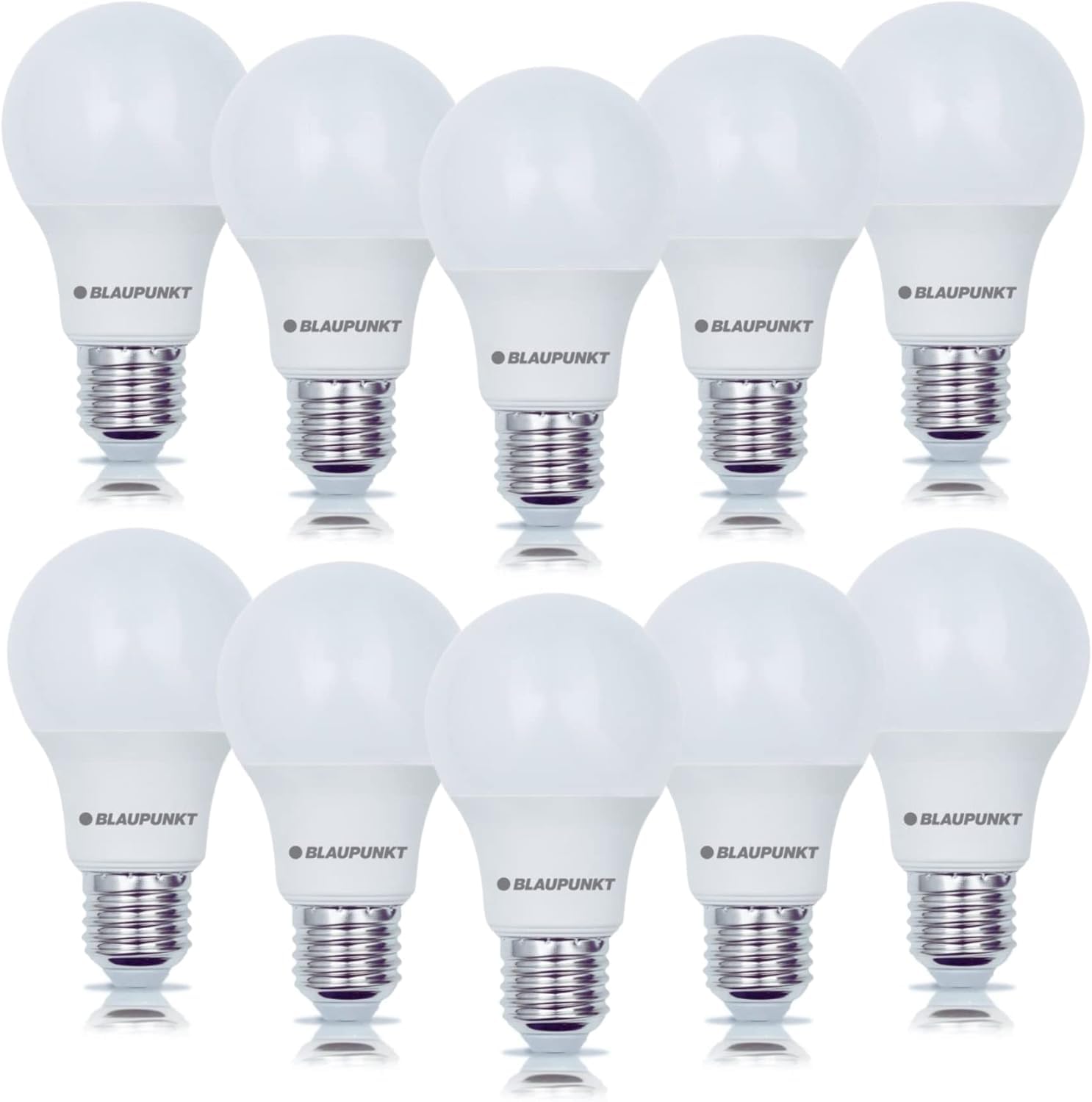 Blaupunkt E27 LED Light Bulb - Classic - Daylight Lighting - 9W - Edison Screw - Natural White 4000K - Equivalent of 60W Incandescent Bulb - Frosted - 900 Lumens - Energy and Cost Saving - Pack of 10