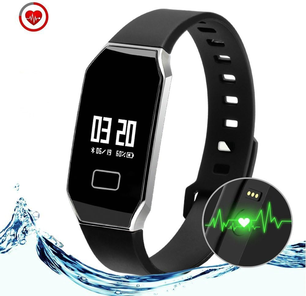 Smart Bracelet,Cymall Zinic-Alloy Blood Pressure & Heart Rate Smart Bands Sports Pedometer Wristband Sleep Monitor Touch Screen Activity Tracker Waterproof Smartwatch with Activity Tracker For Android iOS Phones (Black Smart Bracelet)