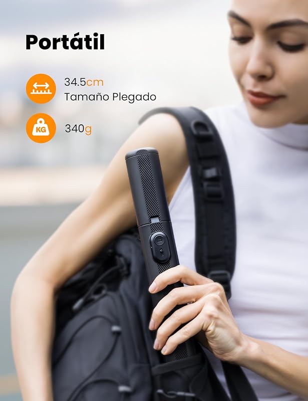 Tripé Selfie Stick de 180cm, monopé móvel NT79 com comando remoto para telemóvel e câmara, compatível com iPhone/Samsung/Gopro/Câmara (preto) — foto 6 de 8