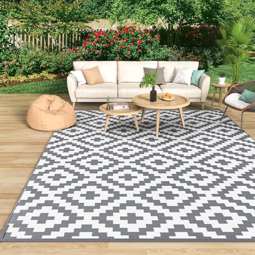 Mokani Waterproof Outdoor Rug 270 x 360 cm, Polypropylene Carpet for Garden, Terrace, Balcony, Pool, Picnic, UV Protection, Easy to Clean, Foldable and Storage