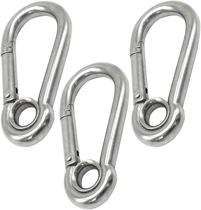 Bytiyar 3 PCS Stainless Steel Heavy Duty Carabiner Clips with Round Hole Snap Hook