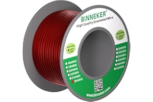 BINNEKER 26 AWG Magnet Wire - Enameled Copper Wire - Enameled Magnet Winding Wire - 4 oz - 0.0157" Diameter 1 Spool Coil Red Temperature Rating 155℃ Widely Used for Transformers Inductors