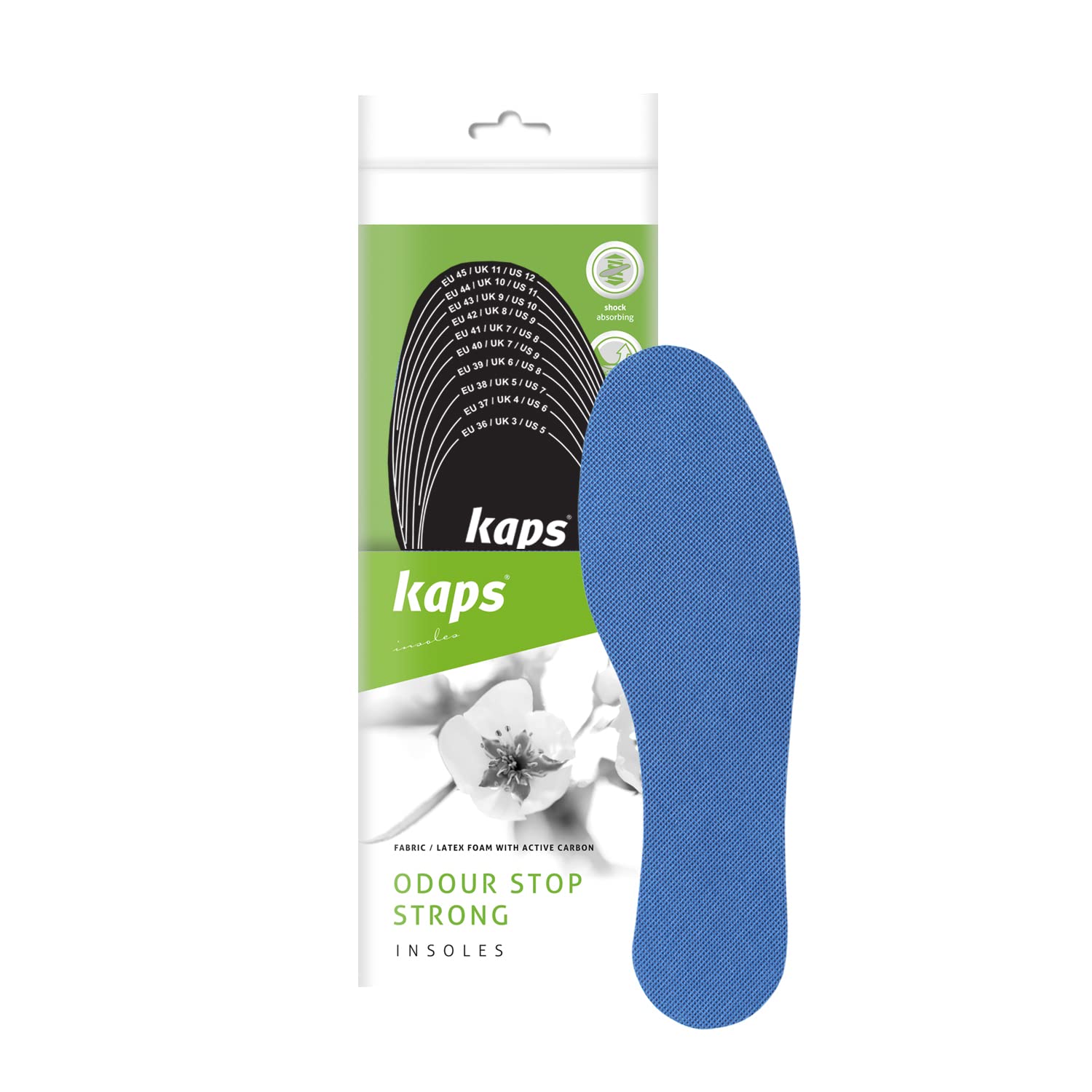 Shoe Insoles for Smelly Feet, Odour Eating Insoles with Activated Carbon Odour Control for Men and Women, Fits Trainers Boots and All Footwear, Cut to Size – Kaps Odour Stop Strong