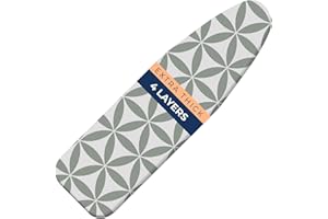 HAPPHOM Ironing Board Cover and Pad Extra Thick Heavy Duty Padded 4 Layers Non Stick Scorch and Stain Resistant 15x54 and 3 Fasteners Elastic Edge with Bonus Protective Scorch Mesh Cloth