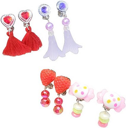 Amazon Com Black Temptation Set Of 4 Clip On Earrings For Kids Clip On Earrings For Girls Multicolor 7 Toys Games