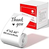 Phomemo Thermal Labels, Phomemo Big Sticker Label 2.44" x 4"(62x100mm) Labels Compatible with M220/M221/M250/M200/M260 Label Maker, Black on White [80 Pcs]