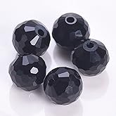 Niziky 300PCS 6mm Rondelle Crystal Beads for Jewelry Making - Jet Black Faceted Round Glass Spacer Beads for DIY Crafts