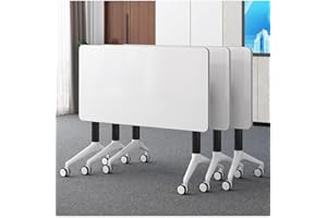 JQUZPCV Conference Table Foldable Meeting Tables, Mobile Training Table with Wheels, Flip Top Rolling Seminar Meeting Table for Office,Meeting Room,classr (White, 63×23.6×29.5in)