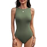 Mobeso Women's Crew Neck Sleeveless Bodysuit Seamless Double-Lined Stretchy Tank Top Bodysuits for Women Home Work Date Wear