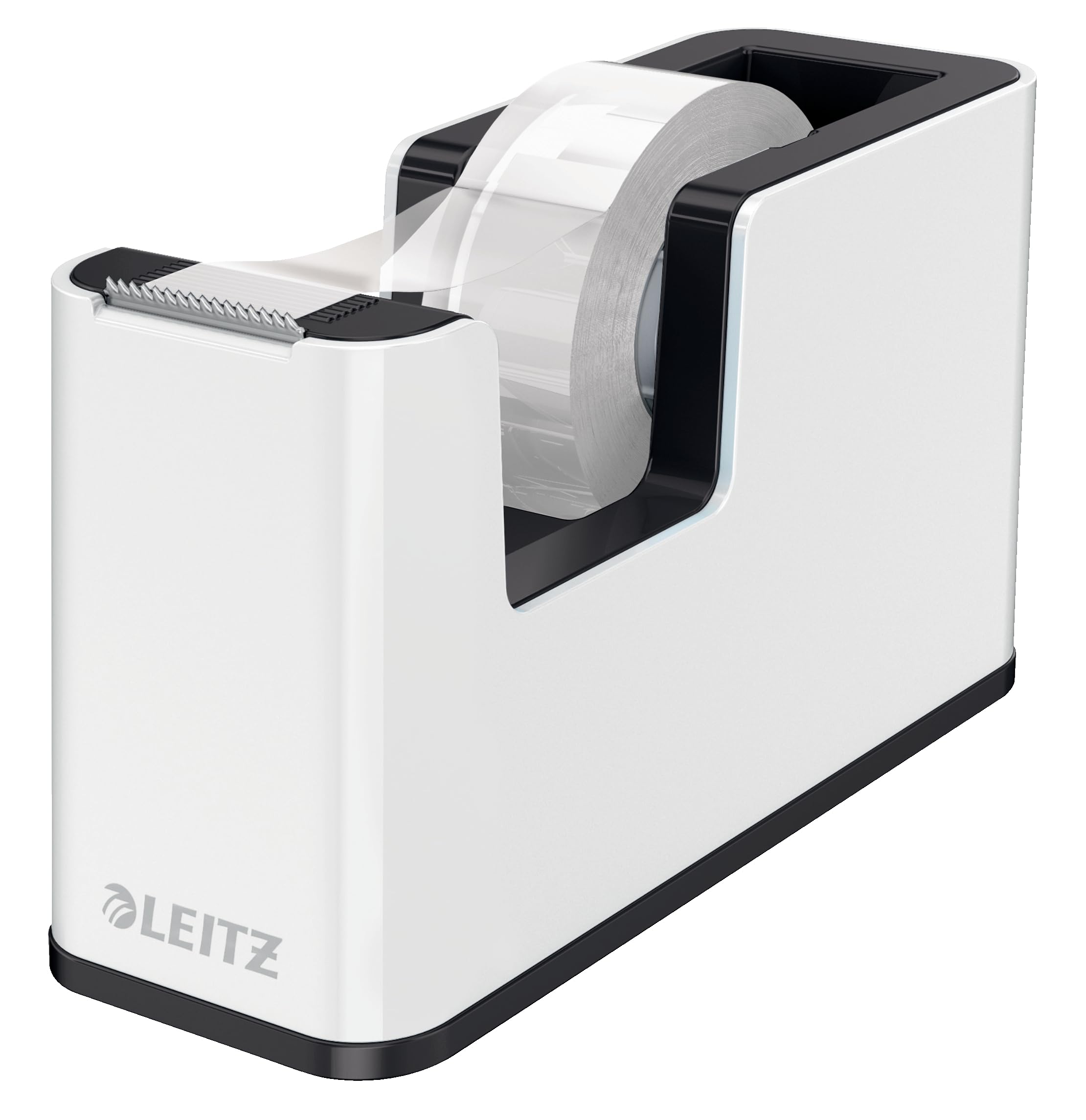 Leitz Tape Dispenser, Heavy Base with Tape, Wow Range, Pearl White/Black