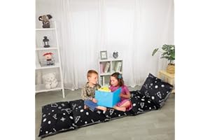 ICOPUCA Floor Lounger Pillow casing for boy Girl,Without pillow, Soft Minky Plush, Black Constellation Print, Cover/Sleeve Only! Perfect Reading, Watching TV Cushion - great for Sleepovers, Queen Size;
