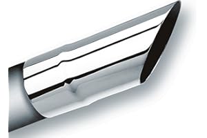 BORLA 20106 Exhaust Tip 2.25" Inlet - 2.25" Single Round Straight-Edge Angle-Cut Outlet - 6" Long Exhaust Tip. Set Screw Mounting Method. Set Screw Included.