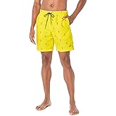 Nautica Mens Quick Dry All Over Classic Anchor Print Swim Trunk