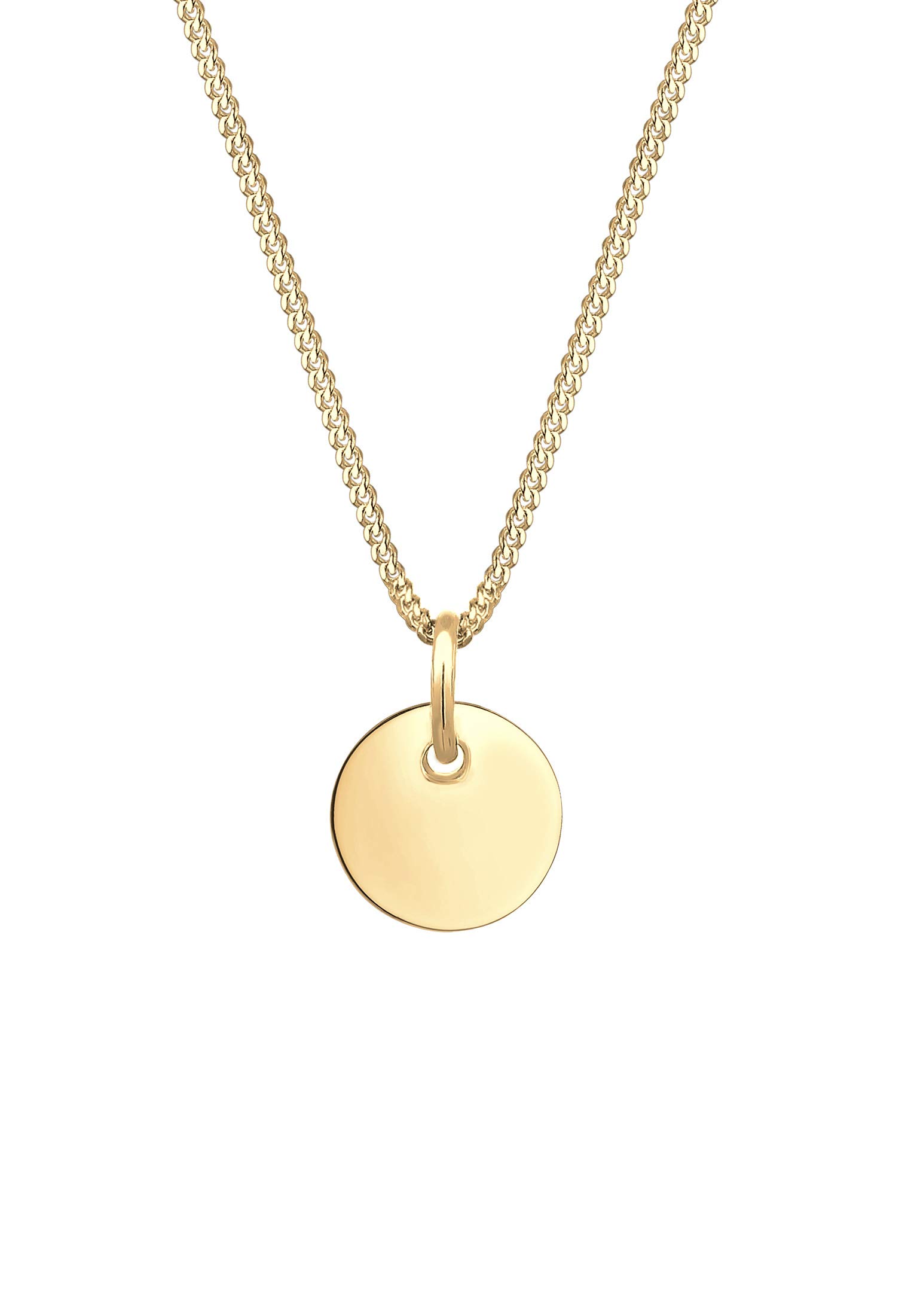 Elli Necklace Women Plate Pendant Basic in 925 Sterling Silver