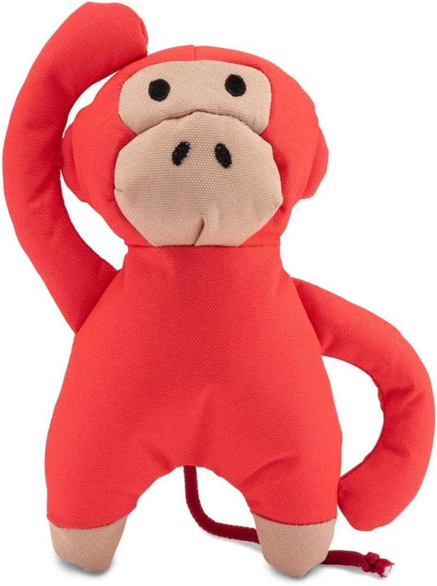 BecoPets Soft Toy - Michelle the Monkey made from Recycled Plastic Bottles - Toy for Dogs with Squeeker - M, Orange