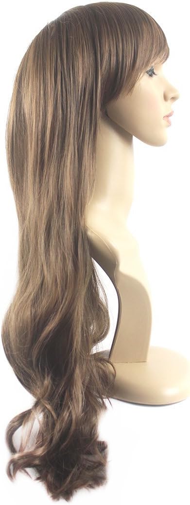 Xiaoyu 25"70cm Fascinating Oblique Bangs Wavy Wigs - Light Brown - Image 5